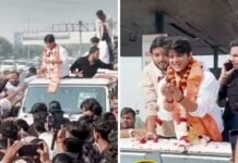 मृदुल तिवारी का नोएडा में जोरदार स्वागत, सैकड़ों फैंस की भीड़ ने सड़क पर घेरा